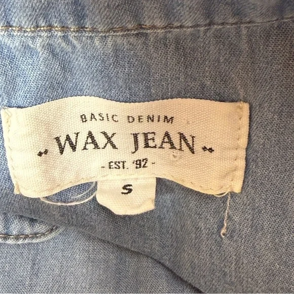 Wax Jean Blue Denim Blouse Long Sleeve Size Small - Picture 4 of 5